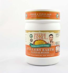 Pride Of India - Fuller's Earth Indian Clay Healing Face Mask Powder w/ Sandalwood, Half Pound Jar, 100% Natural