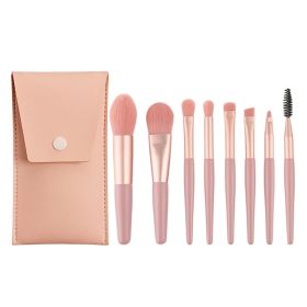 8pcs Make Up Brushes Set Cosmetic Powder Eye Shadow Foundation Blush Blending Concealer Professional Beauty Tool with bag (Color : Pink bag)