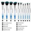 10pcs Professional Makeup Brush with Crystal Handle Foundation Brush (Crystal blue)