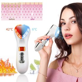 LED Face Beauty Massager Hot Cold Hammer Ultrasonic Cryotherapy Facial Vibration Massager Face Body Spa Ion Beauty Instrument (Color: Golden)