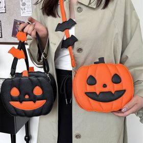 Halloween Pumpkin Crossbody Bag For Women Novelty Pumpkin Purse Halloween Devil Shoulder Bag Funny Crossbody Purse (Model: Angry, Color: Yellow)