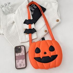 Halloween Pumpkin Crossbody Bag For Women Novelty Pumpkin Purse Halloween Devil Shoulder Bag Funny Crossbody Purse (Model: Happy, Color: Yellow)