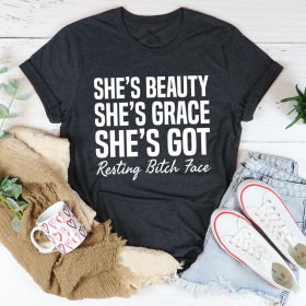 She's Beauty She's Grace T-Shirt (Color: Dark Grey Heather, size: S)