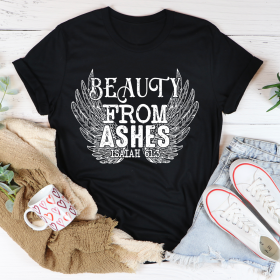 Beauty From Ashes Isaiah 61:3 T-Shirt (Color: Black Heather, size: XL)