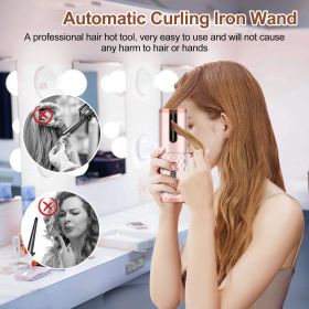 Portable Automatic Hair Curler, Ceramic Rotating Wireless Auto Curling Iron Wand, Portable USB Rechargeable Spin Curler For Hair Styling (Color: Black)