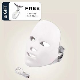 Skin Care Led Mask 7 Colours LED Light Therapy Face Beauty Deviteces Skin Rejuvenation Home Face Lifting Whining Beauty Device with Free Gift (Color: White, Quantity: 1)