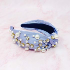 My Winslet Jeweled Satin Headband (Color: Blue Lavender)