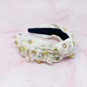 My Winslet Jeweled Satin Headband (Color: Graceful White)