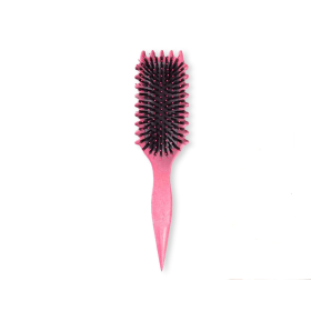 Curl Defining Brush,Boar Bristle Hair Brush Styling Brush for detangling,combing and shaping men and women (Color: Pink)